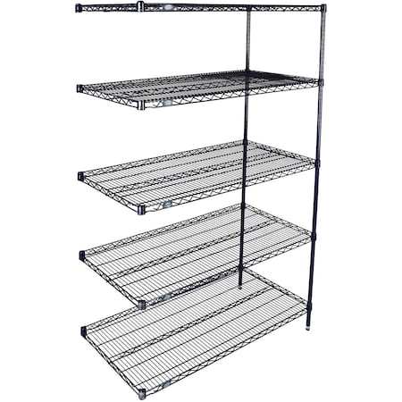 Nexel 5 Shelf, Nexelon Blue Wire Shelving Unit, Add On, 48inW x 14inD x 86inH B3151485